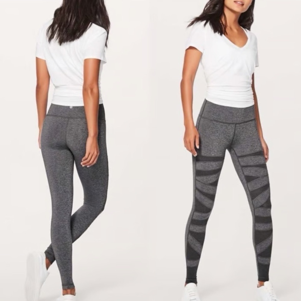 Lululemon wunder under full length tech mesh gray leggings tights 37818
